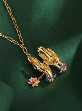 金色手掌可打开项链潮