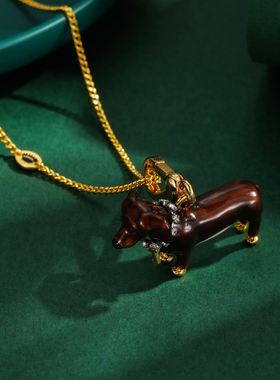 珐琅釉潮时尚腊肠小狗吊坠