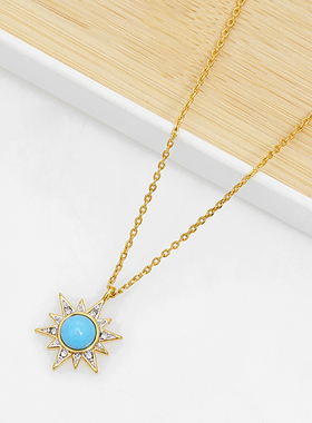 juicy时尚气质蓝玉石太阳花项链