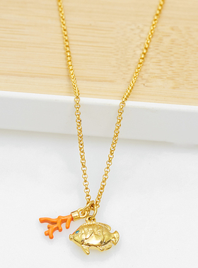 juicy时尚小鱼眼镜海马珊瑚项链