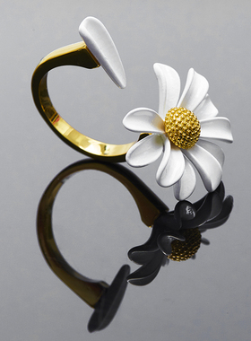 小众设计时尚风花朵开口戒指新品