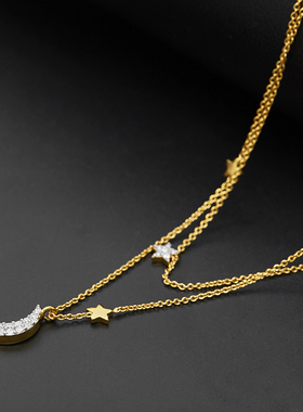 juicy星月双层锁骨项链