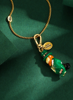 珐琅彩釉可爱时尚绿老头吊坠