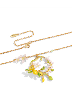 柠檬白色花朵花环项链