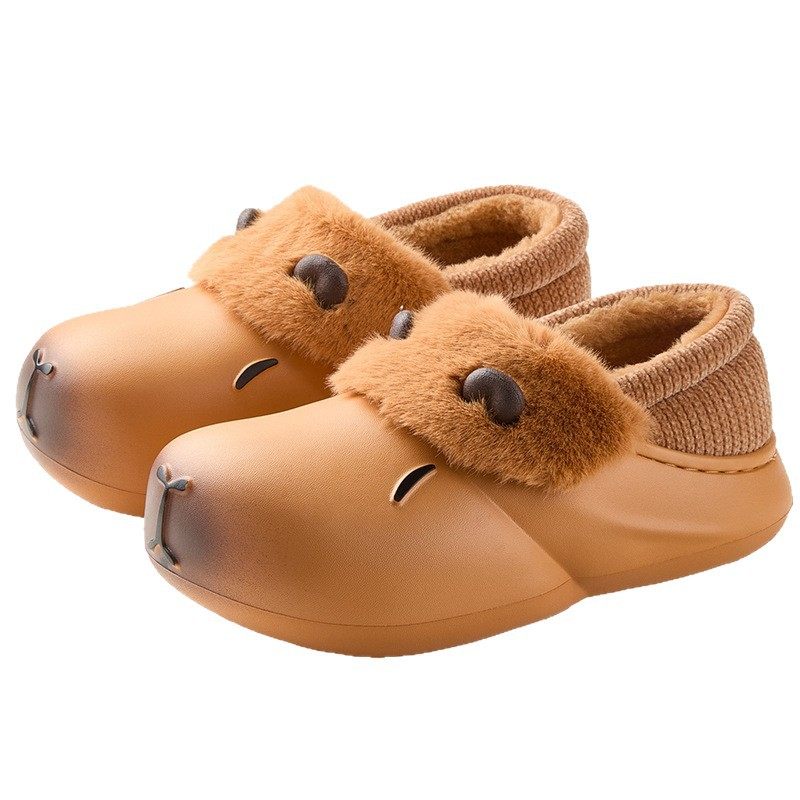 奇丹鞋厂卡皮巴拉棉拖鞋女秋冬季居家室内保暖加绒防滑包跟棉鞋男,淘宝优惠券,粉丝福利购,淘宝优惠卷