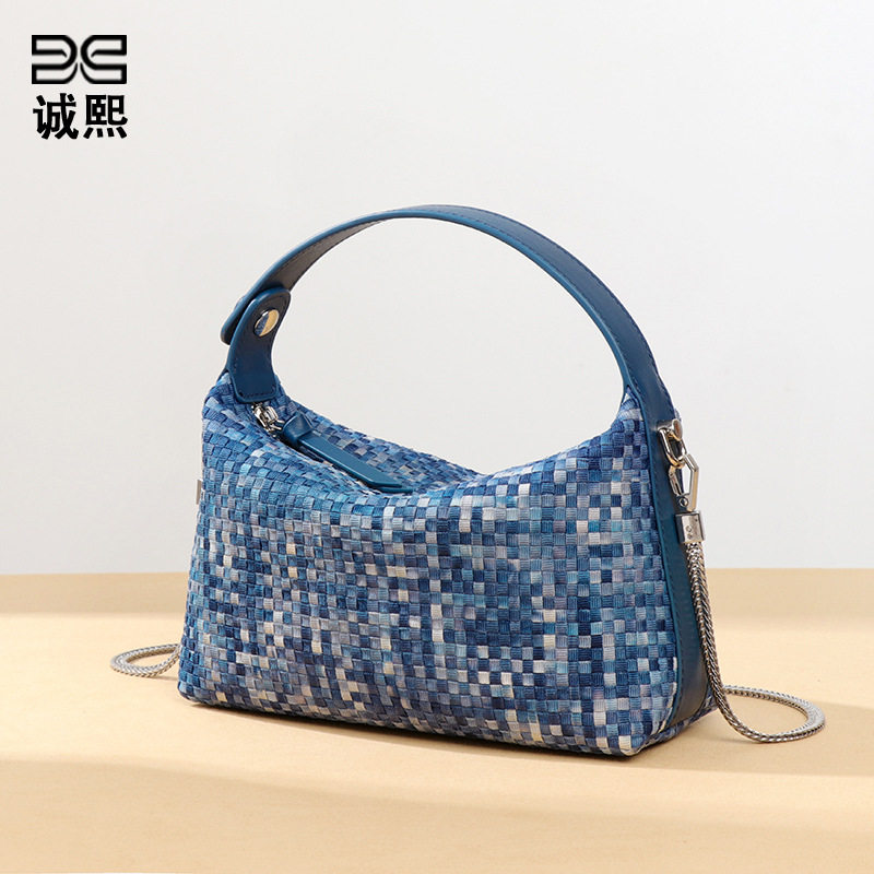 时尚小清新百搭手提饭盒包休闲百搭单肩斜跨包潮流牛仔布质感女包,淘宝优惠券,粉丝福利购,淘宝优惠卷