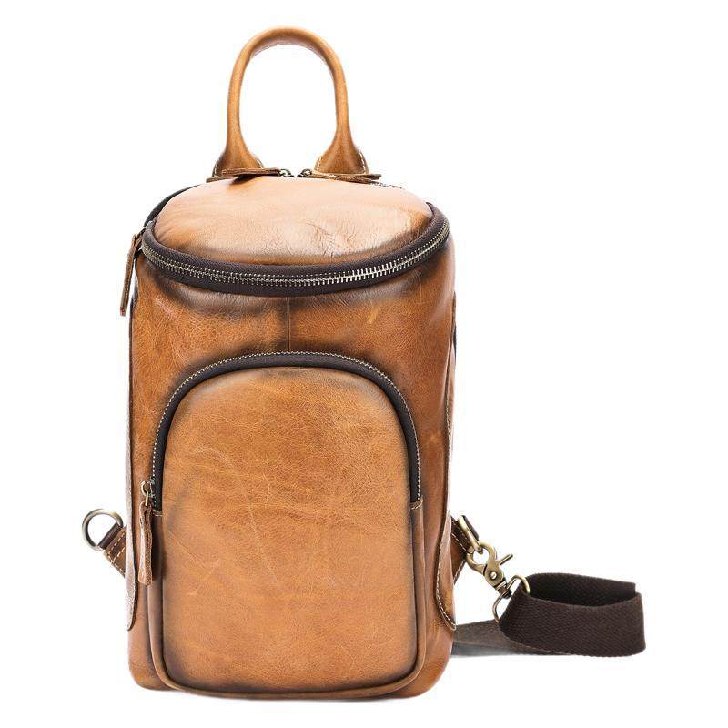 玛轮特真皮男士胸包高级感斜挎包复古大容量头层牛皮单肩包胸前包,淘宝优惠券,粉丝福利购,淘宝优惠卷