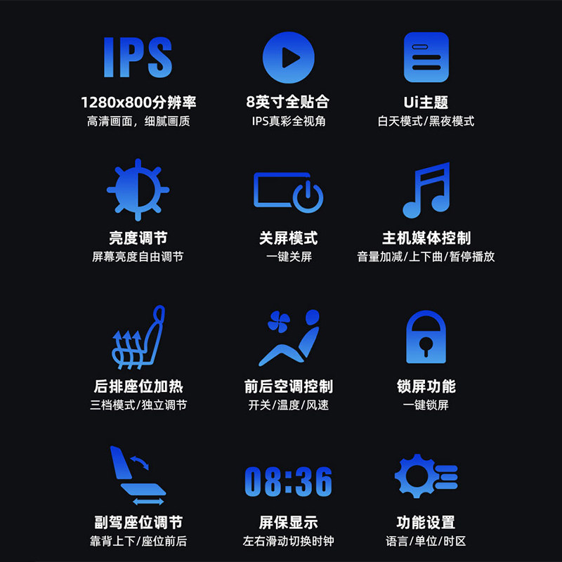 适用特斯拉Model Y/3后排智能娱乐空调控制9寸原厂风显示屏幕