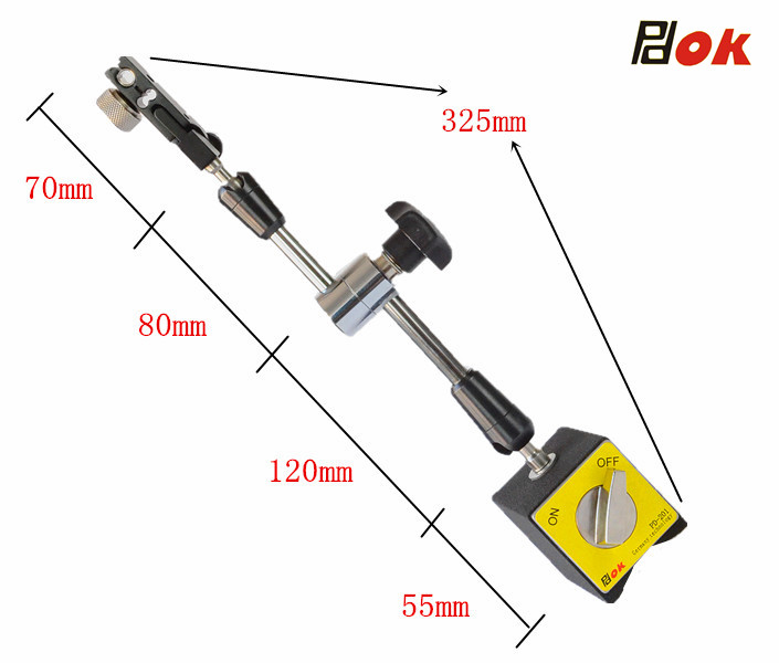 开关式磁力座百分表千分表杠杆表支架 机械式万向磁性表座PD201 - 图2