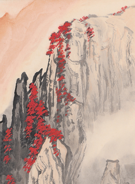 魏紫熙山水画红树红红火火装饰画