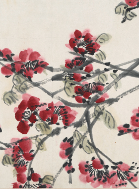 齐白石画横幅字画装饰画齐白石的画富贵清芳图客厅沙发墙书画横式