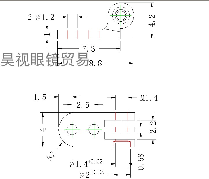 4.0（3+2）眼镜铰链合页配件修理金属明铰龟壳7200板材玳瑁镜框-图2