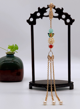 典雅风流苏款旗袍压襟天然珍珠