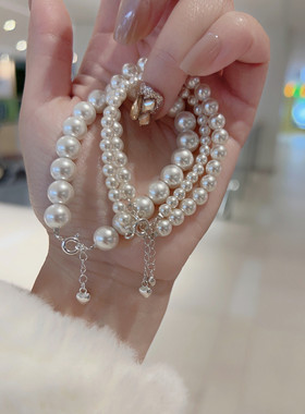 正圆施家珍珠手链串珠925纯银时尚气质法式高级感闺蜜女朋友礼物