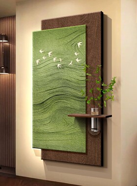 中古风玄关装饰画高档led灯画砂