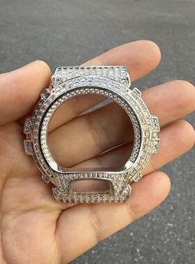 HIPHOP嘻哈铜镶锆石满钻金属表壳适配DW-6900手表替换保护壳
