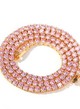 粉色锆石男女小冰糖链