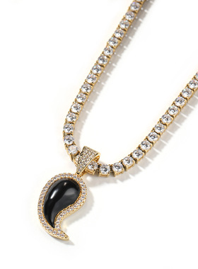 锆石铜麻花链男女黑色项链