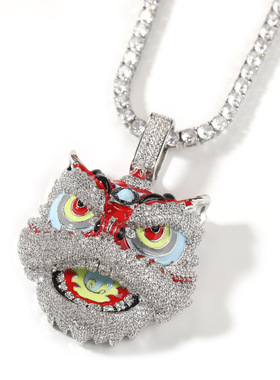 国潮新品复古创意醒狮吊坠