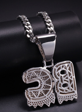 定制泡泡熔岩大写字母吊坠男士嘻哈潮流铜镶锆石项链双色女士饰品