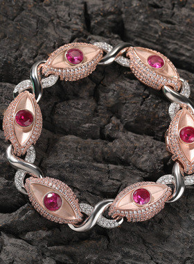 铜镶锆石红色眼睛无限8字项链