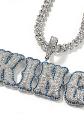 定制嘻哈铜镶锆石骨节26个英文字母吊坠DIY小众设计感男女潮项链