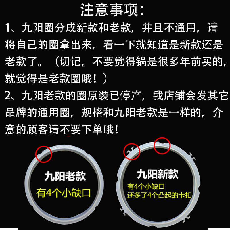 适用九阳电压力锅配件大全通用锅盖密封圈胶圈皮圈4L5L2L带牙凸点-图1