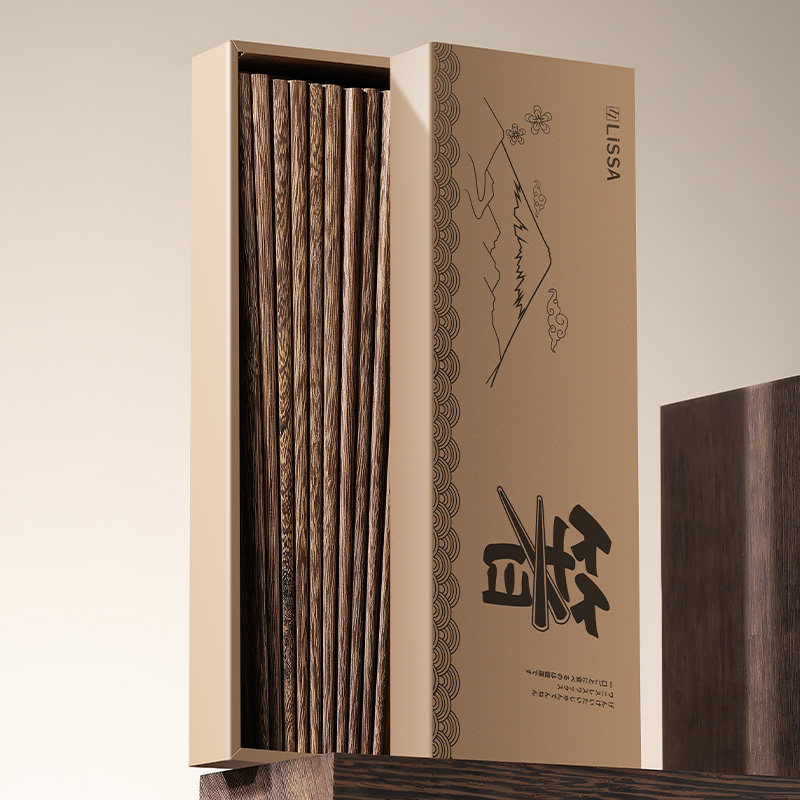 lissa鸡翅木筷子无漆无蜡天然实木防滑家用高档抗菌防霉2024新款 - 图2