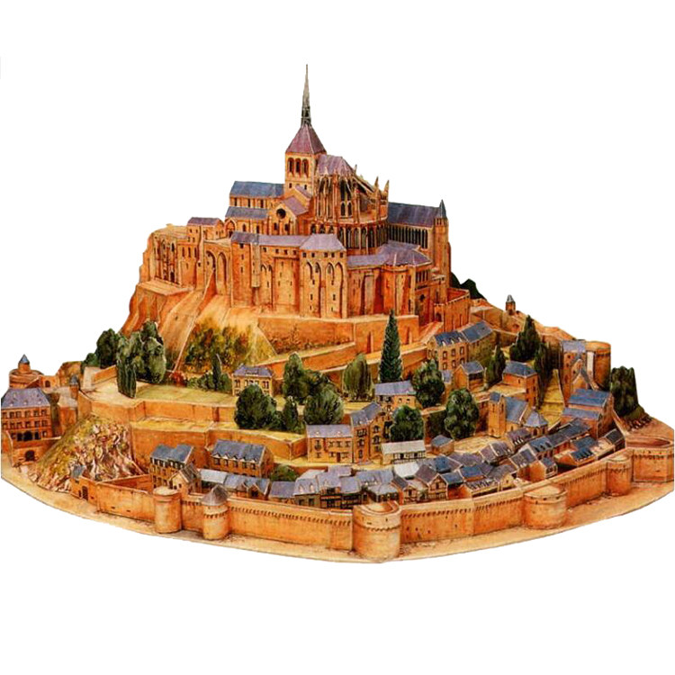 儿童益智DIY手工制作法国建筑圣米歇尔山圣弥额尔山3D纸模型玩具,淘宝优惠券,粉丝福利购,淘宝优惠卷