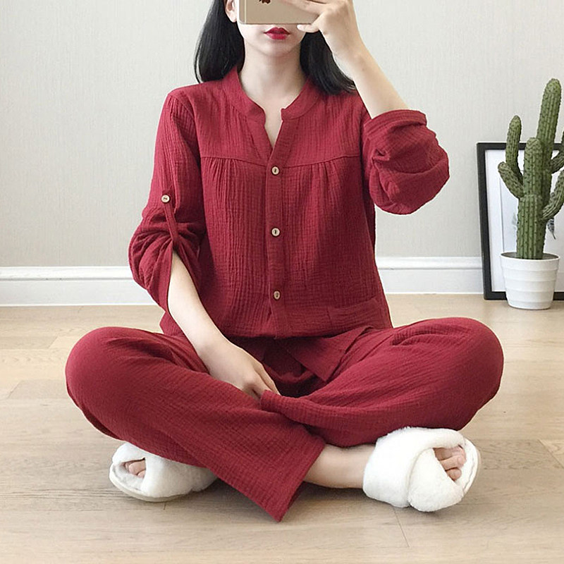 南极人日系夏季纯棉纱布双层睡衣 南极人琪瑶睡衣/家居服套装