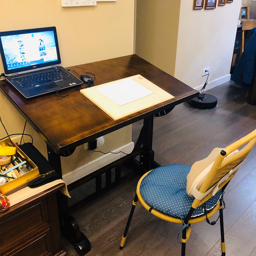 绘画桌美术斜式绘图桌设计师工作台实木书桌画室桌画画桌画架画案 - 图1