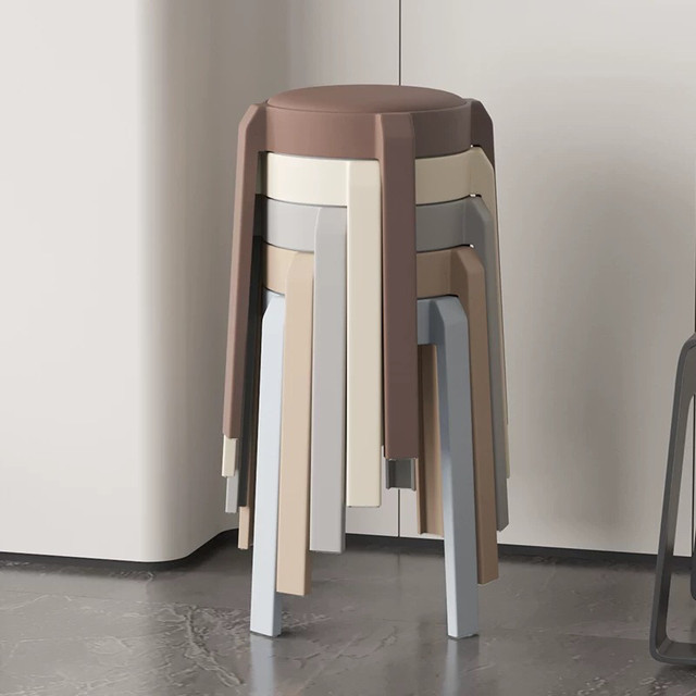 Soft stools can be stacked, household thickened small round stools, modern simple windmill stools can be stacked with leather restaurant chairs