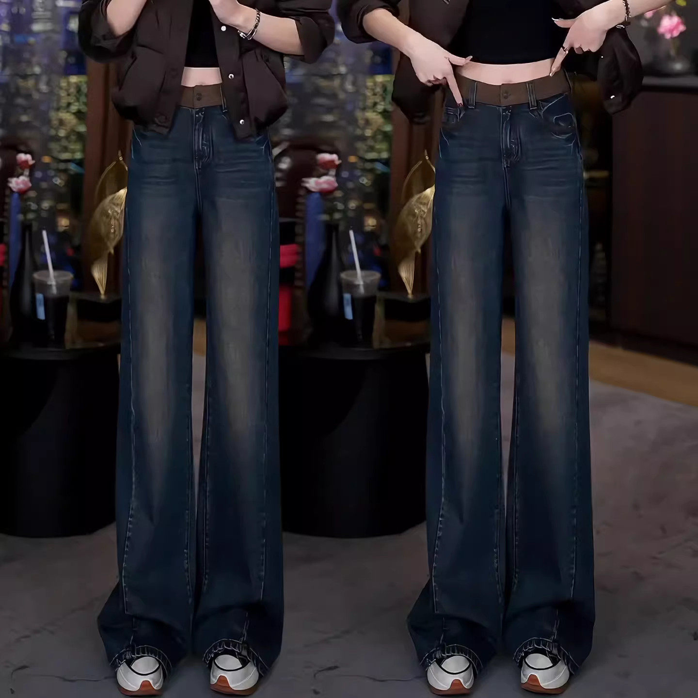 阔腿牛仔裤女2025新款冬季加绒梨型身材粗腿宽胯大码显瘦直筒裤子,淘宝优惠券,粉丝福利购,淘宝优惠卷