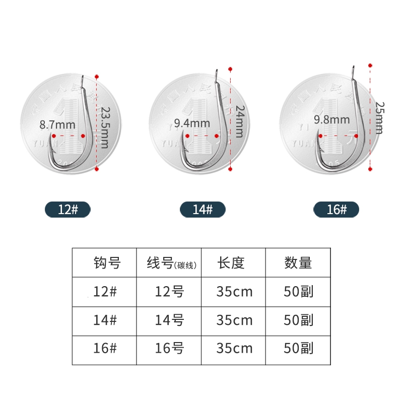 海钓绑好神奇串钩子线单钩散钩深海船钓金菠萝黑毛UV丝高强度鱼钩 - 图2