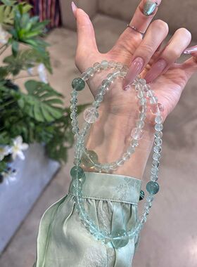 小红书热销天然绿阿赛水晶手链女青山绿水治愈深系绿萤石水晶手串