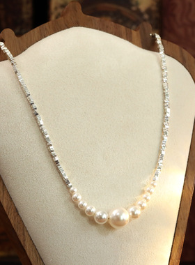 爆闪碎银子施家珍珠项链直播爆款法式温柔百搭颈链春夏显白毛衣链