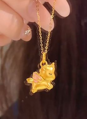 S925纯银珐琅独角兽锁骨链