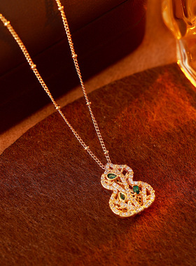 新中式微镶锆石葫芦项链耳钉