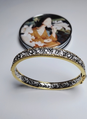 意大利工艺藤蔓镂空搭扣银饰手镯