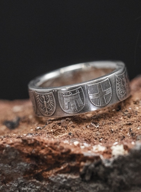 手工高性价比奥地利银币男银指环