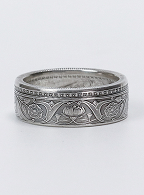 屾唐制造真银币手工宽版戒指潮男