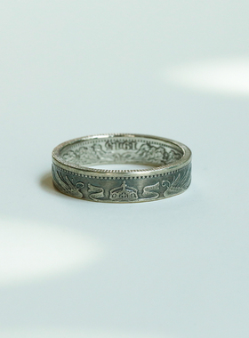 戒指90银真银币德国马克欧美情侣