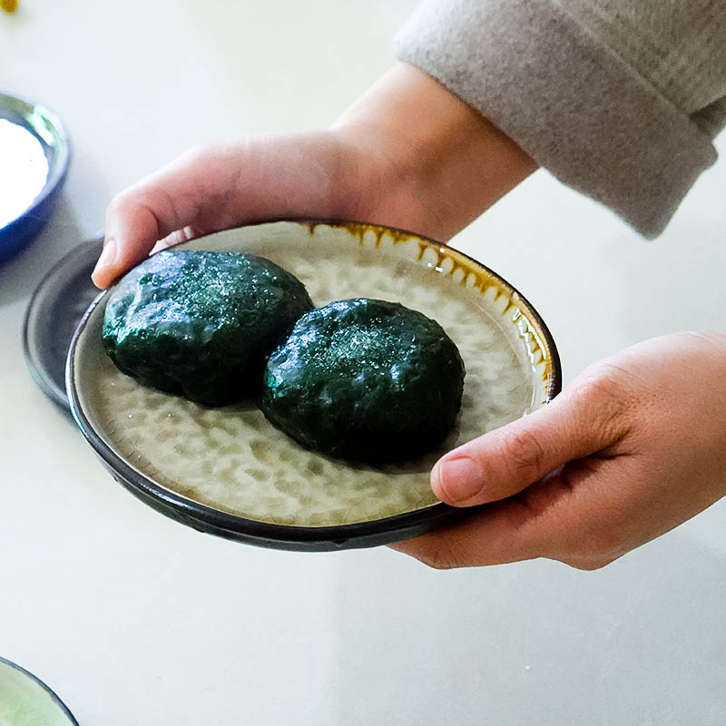 复古盘陶瓷小盘小吃碟子家用点心盘冰裂釉盘餐厅装饰盘网红盘餐具