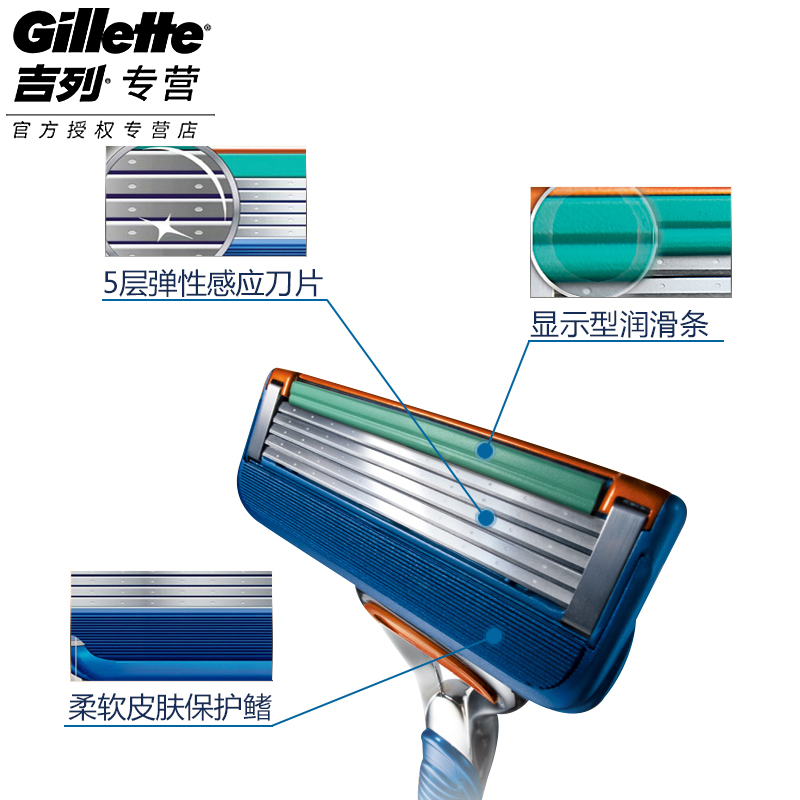 Gillette/吉列锋速5刀片锋隐手动剃须刀五层刀片男士刮胡刀头德国-图3