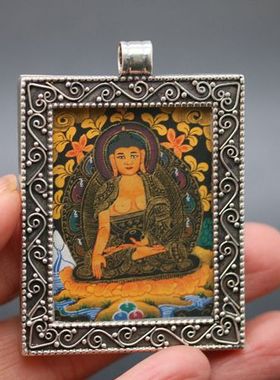 尼泊尔西藏特色风纯银佛像嘎乌盒