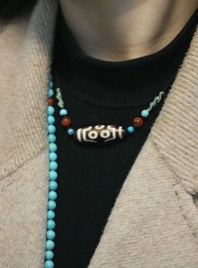 红海鲜长款毛衣链多圈