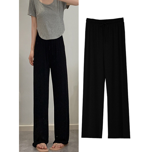 Summer Women's Trousers Stretch Waist Comfy and High Waist with Straight  Legs