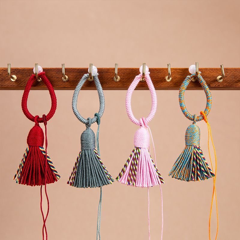 国风手工编织指环扣编绳挂件流苏穗子藏式棉穗配饰钥匙扣吊坠配件,淘宝优惠券,粉丝福利购,淘宝优惠卷