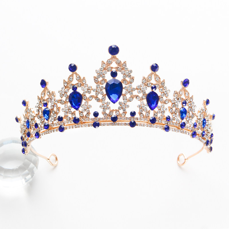 新娘皇冠黑色头饰婚纱水晶发箍公主头冠生日成人王冠高级感万圣节