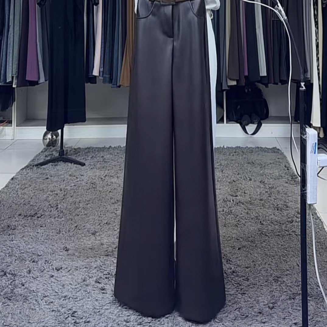 燕龙原创3336美式复古纯欲高腰显瘦阔腿拉绒皮裤女休闲百搭长裤,淘宝优惠券,粉丝福利购,淘宝优惠卷